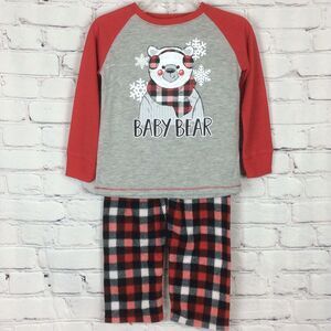 Buffalo Plaid Pajamas Boys BABY BEAR PJs Size 4t Sleepwear Flame Resistant